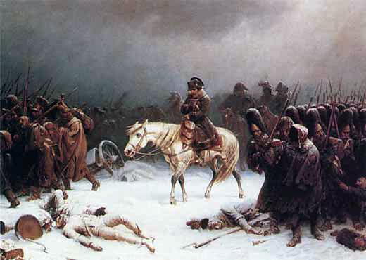 бегство Наполеона, от Великой армии осталось всего 1600 человек (около 3%)