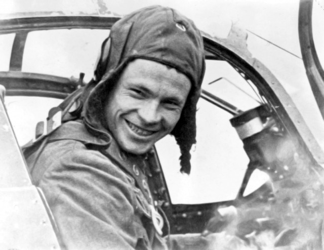 Russian Ace Kutahov Pavel Stepanovich in his P400 Aeracobra fighter