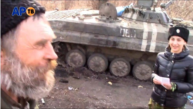 Захваченная  казаками в дебальцевском котле украинская БМП-1П февраль 2015