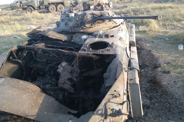 Разбитая украинская колонна с БМП-2