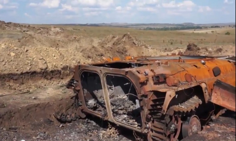 Destroyed Ukrainian BMP near Izvarino