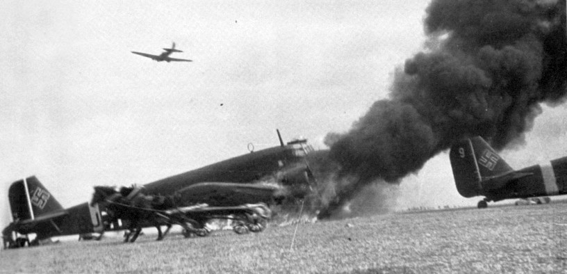 German transport aircraft Ju52 under attack of Soviet Il-2