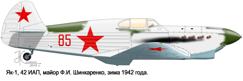 цветной боковик советский истребитель Як-1 Шинкаренко