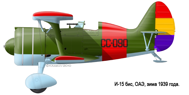 военный биплан И-152 республиканский цвет 