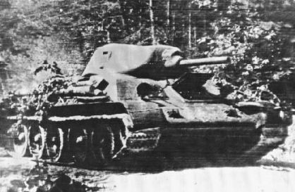 photo WWII armor T-34 in a wood