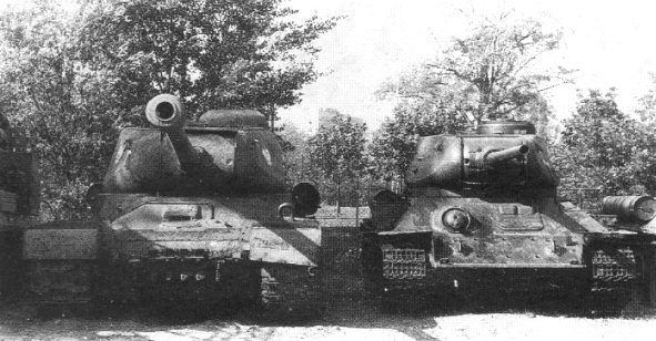 Soviet tanks IS-2 and T-34-85