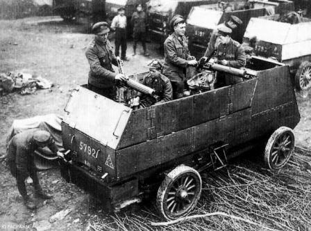 ход боевых действий 1МВ бронеавто Pantserwagen Autocar